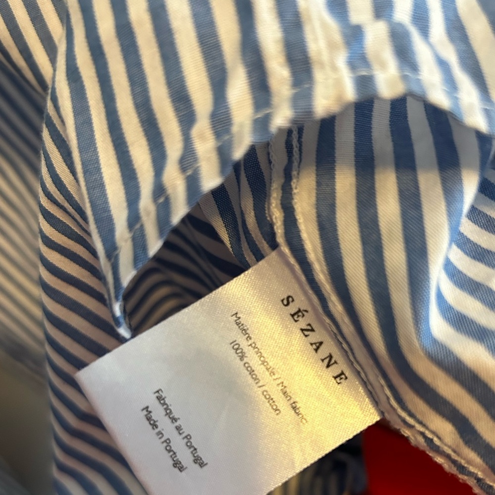 Sezane blue and white striped button down blouse - Picture 7 of 8